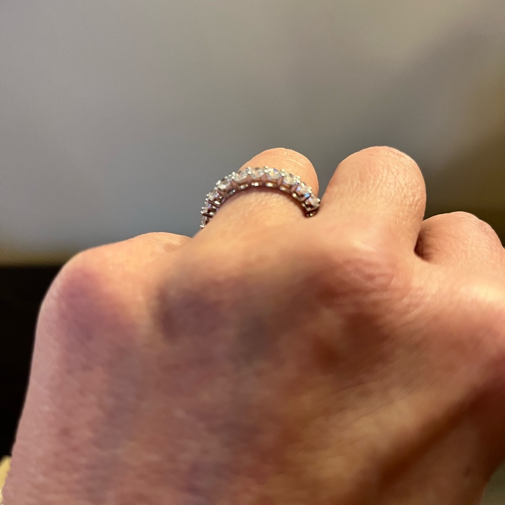 New JTV Cubic Zirconia in Platinum Over Sterling Silver Eternity Ring  Sz 8 - Picture 6 of 8